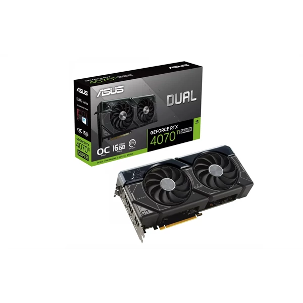 Asus Videokártya - nVidia DUAL-RTX4070TIS-O16G (16384MB, GDDR6X, 2655/21000 Mhz, 256bit, 1xHDMI, 3xDP)