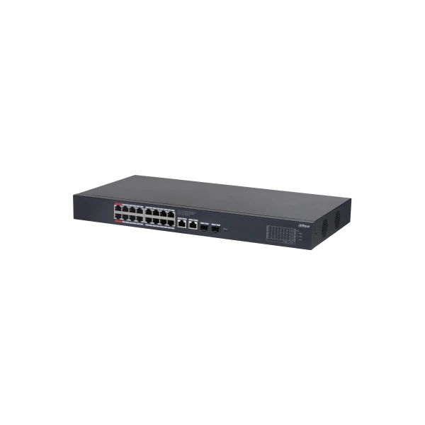 Dahua Mendzselhető PoE switch - CS4220-16GT-240 (Cloud menedzsment; 16x 1Gbps at/af PoE; 2x 1Gbps; 2x 1Gbps SFP; 240W)