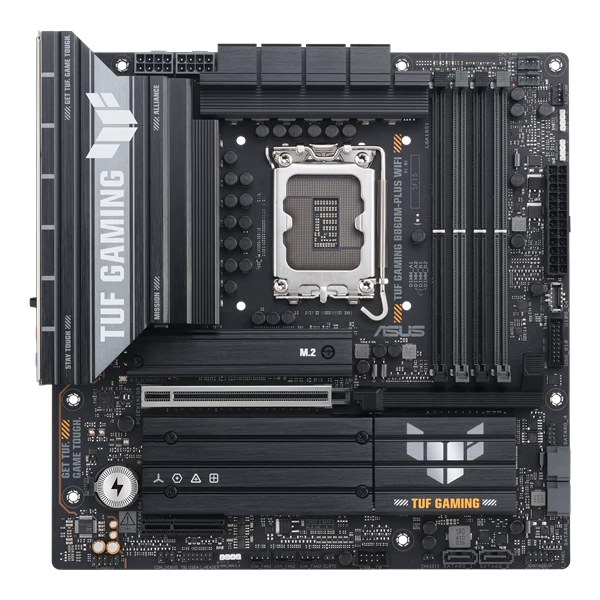 Asus Alaplap - Intel TUF GAMING B860M-PLUS WIFI s1851 (B860, 4xDDR5 8800+MHz, 4xSATA3, 3xM.2, HDMI+DP+USB-C)