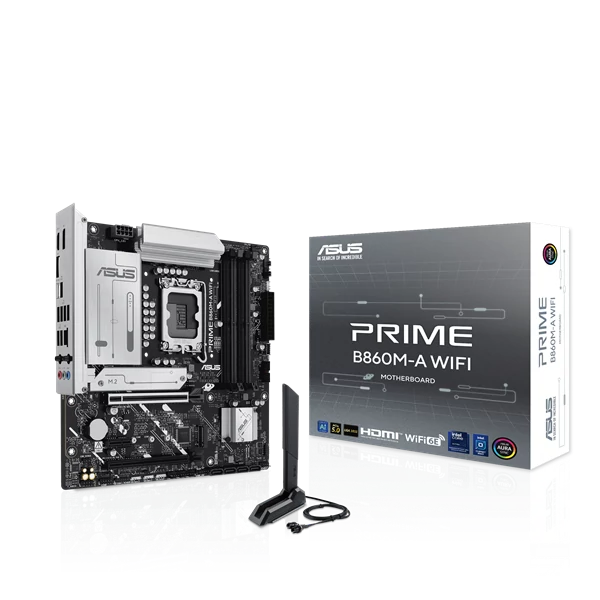 Asus Alaplap - Intel PRIME B860M-A WIFI s1851 (B860, 4xDDR5 8666+MHz, 4xSATA3, 2xM.2, HDMI+2xDP)