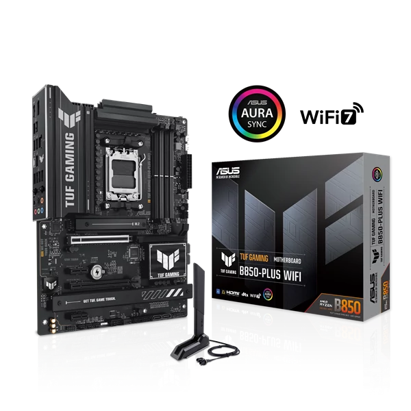 Asus Alaplap - AMD TUF GAMING B850-PLUS WIFI AM5 (B850, ATX, 4xDDR5 8000+MHz, 4xSATA3, 3x M.2, HDMI+DP)