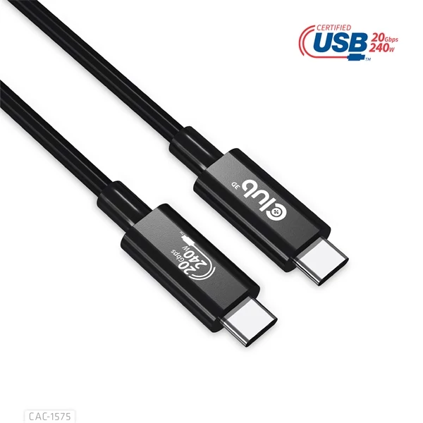 Club 3D Kábel - CAC-1575 (USB4 Type-C Gen 2x2, Bi-Directional USB-IF, 4K60Hz, 20Gbps, PD 240W(48V/5A) EPR M/M 2m)