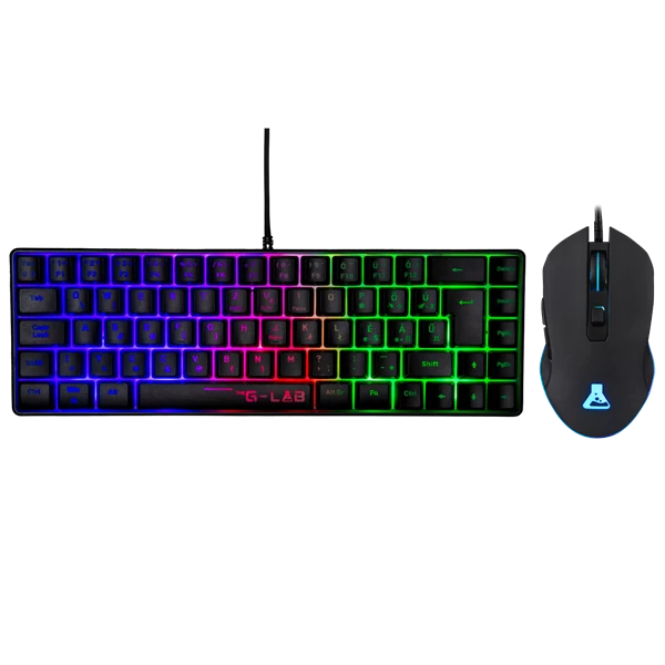 The G-Lab Gaming kit - 2 in 1 COMBO HYDROGEN B/HU (TKL billentyűzet, egér, 6200 DPI, RGB, USB-A, fekete, magyar)