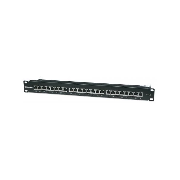 Manhattan Patch panel - CAT6 FTP árnyékolt patch panel, 24 portos, 1U,  Fekete