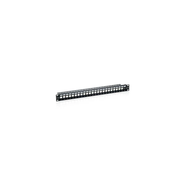 Equip Keystone Patch Panel - 769124 (24 port, 1U, árnyékolt, fekete)