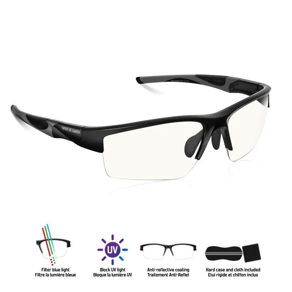 Spirit of Gamer Szemüveg - Retina Pro (Kékfény/UV szűrő, tükröződés mentes, modern dizájn, fekete)