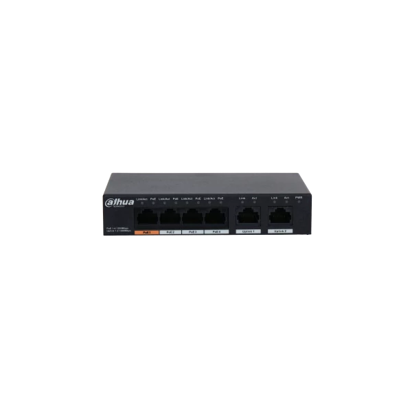 Dahua PoE switch - PFS3006-4GT-60 (4x 1Gbps PoE + 2x 1Gbps uplink, 60W)