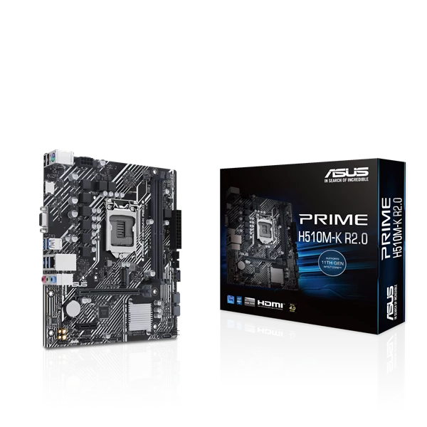 Asus Alaplap - Intel PRIME H510M-K R2.0 s1200 (H510, 2xDDR4 3200MHz, 4xSATA3, 1xM.2, VGA/HDMI)
