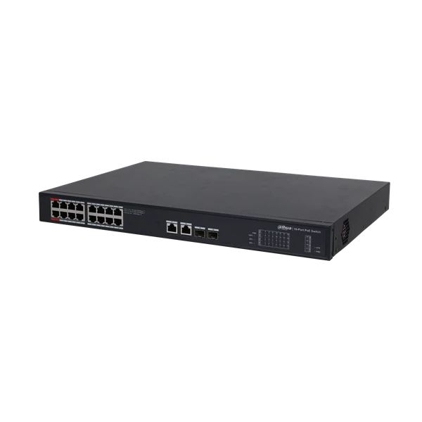 Dahua PoE switch - PFS3220-16GT-240 (16x 1Gbps at/af PoE + 2x 1Gbps + 2x SFP, 240W)