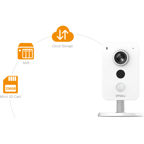Imou IP wifi csempekamera - Cube (4MP, 2,8mm, H265, IR10m, Mikrofon, Hangszóró, microSD, DC12V1A)