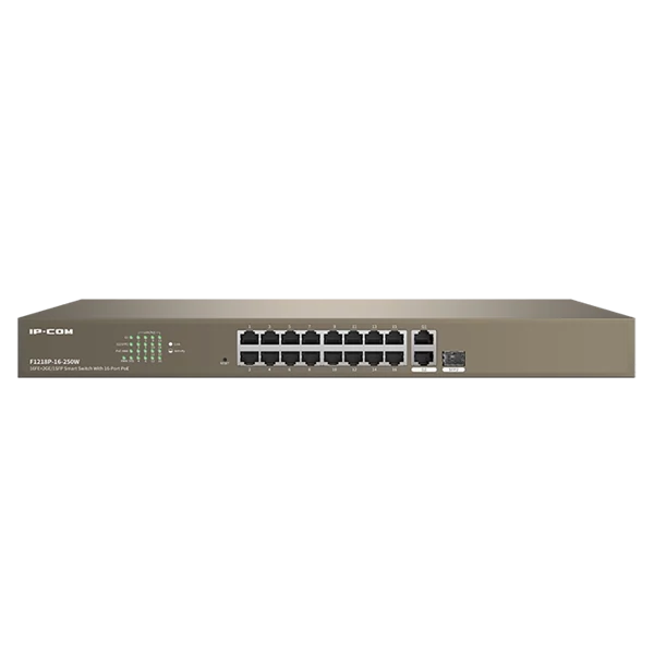 IP-COM Switch Vezérelhető PoE - F1218P-16-250W (16x100Mbps + 2x1Gbps; 1x1Gbps SFP; 16 af/at PoE+ port; 230W)
