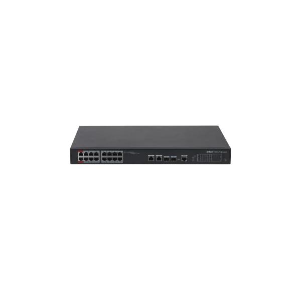 Dahua Menedzselhető PoE switch - PFS4218-16ET-240 (16x 100Mbps PoE/PoE+; 2x gigabit/SFP combo uplink; 240W)