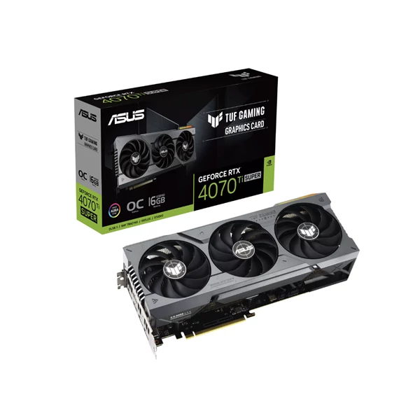 Asus Videokártya - nVidia TUF-RTX4070TIS-O16G-GAMING (16384MB, GDDR6X, 2670/21000 Mhz, 256bit, 2xHDMI, 3xDP)