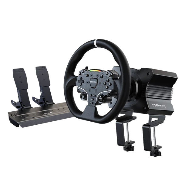 Moza Racing kormány - R5 PC Szimulátor szett (Direct Drive, R5 bázis, ES kormány, SR-P Lite pedál, bilincs)