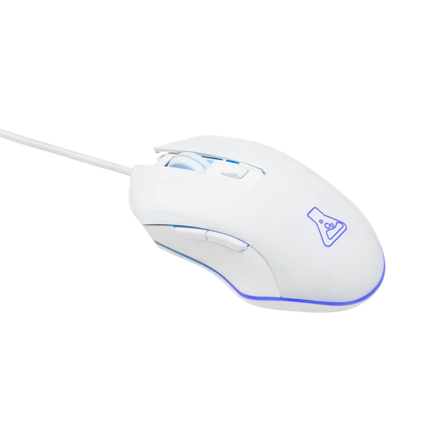 The G-Lab Gamer Egér - KULT HELIUM W (3200 DPI, 6 gomb, makro, 1,8m kábel, RGB LED, fehér)