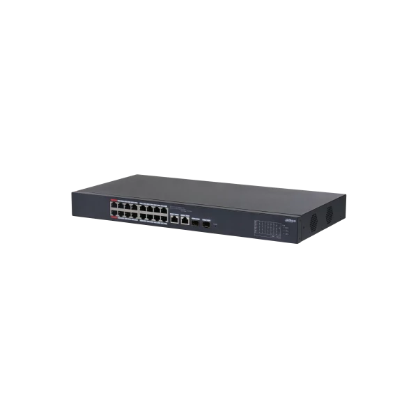Dahua PoE switch - CS4218-16ET-135 (Cloud menedzsment; 16x 100Mbps at/af PoE; 2x 1Gbps; 2x 1Gbps SFP port; 135W PoE)