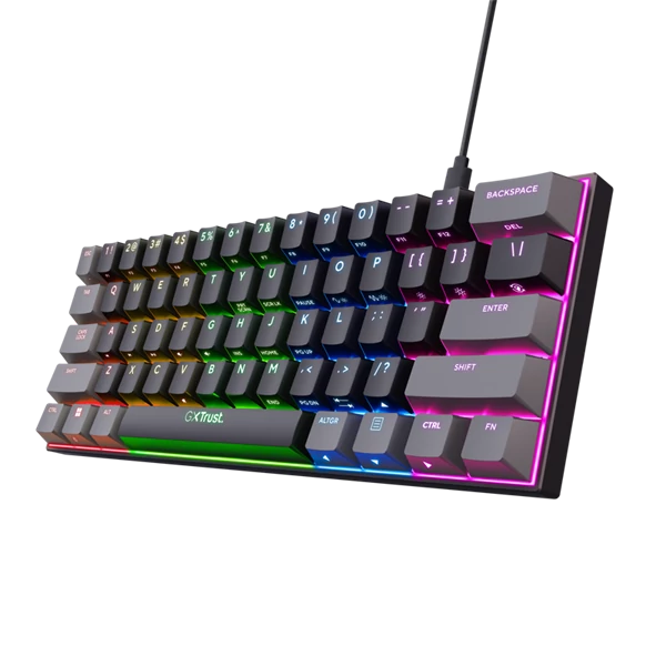 Trust Billentyűzet Gamer - GXT867 Acira (Kompakt; Mechanikus, Outemu Red switch; RGB LED; USB; fekete; angol)