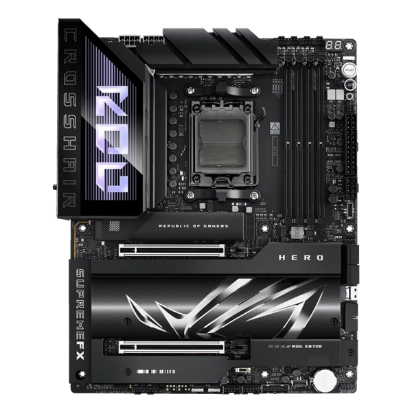 Asus Alaplap - AMD ROG CROSSHAIR X870E HERO AM5 (X870, ATX, 4xDDR5 8600+MHz, 4xSATA3, 5x M.2, HDMI+2xUSB4)