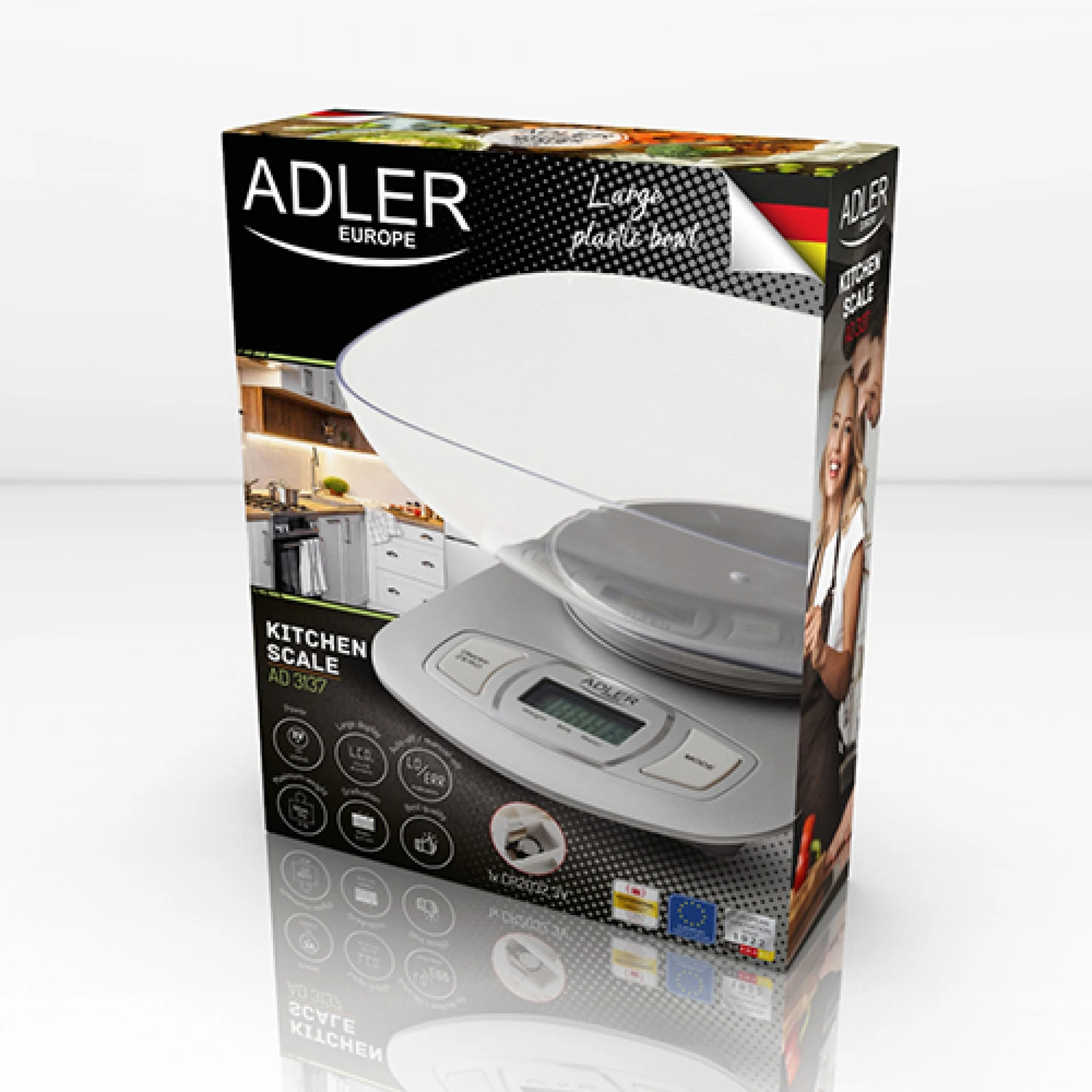 Adler AD3137s 5kg 1.5L ezüst digitális konyhai mérleg