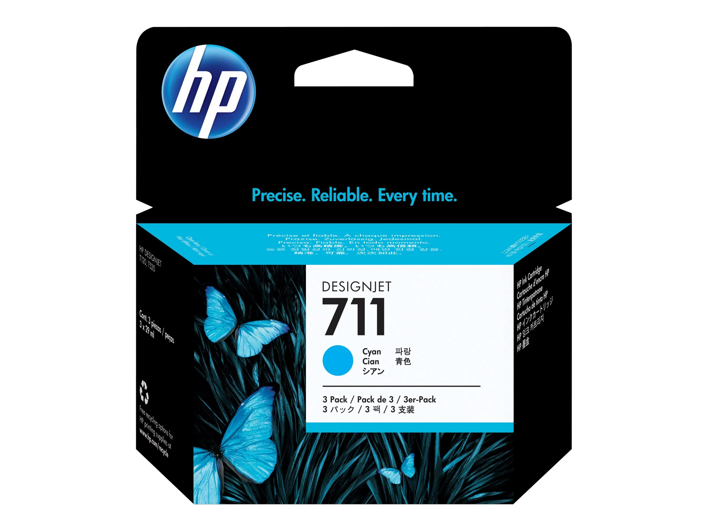 HP 3x 711 ink Cyan DJ T120 520