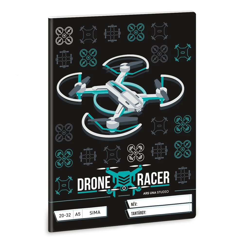 Füzet iskolai A5, 32lap, sima 20-32 Ars Una DRONE RACER (5131) 22 10db/csomag