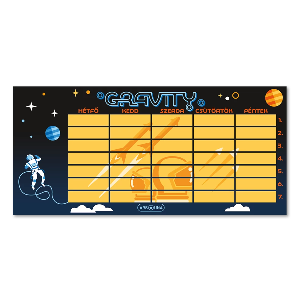 Órarend egylapos fiús, Ars Una GRAVITY 25db/csomag