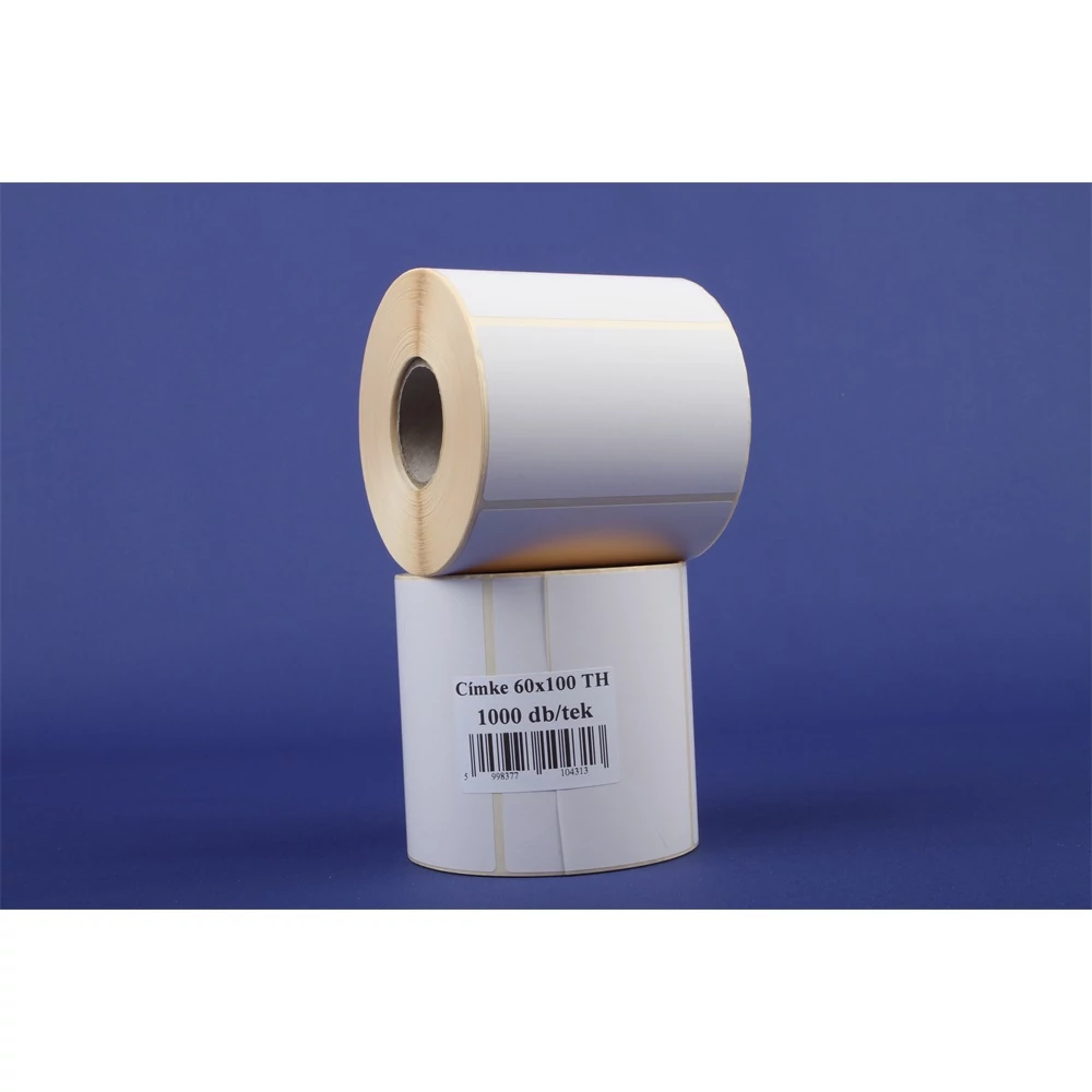 Etikett címke thermo, 60x100mm, tekercses, 1000 címke/tekercs fehér