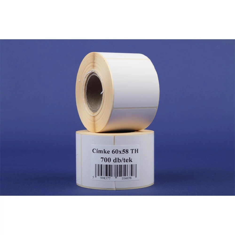 Etikett címke thermo, 60x58mm, tekercses, 700 címke/tekercs fehér