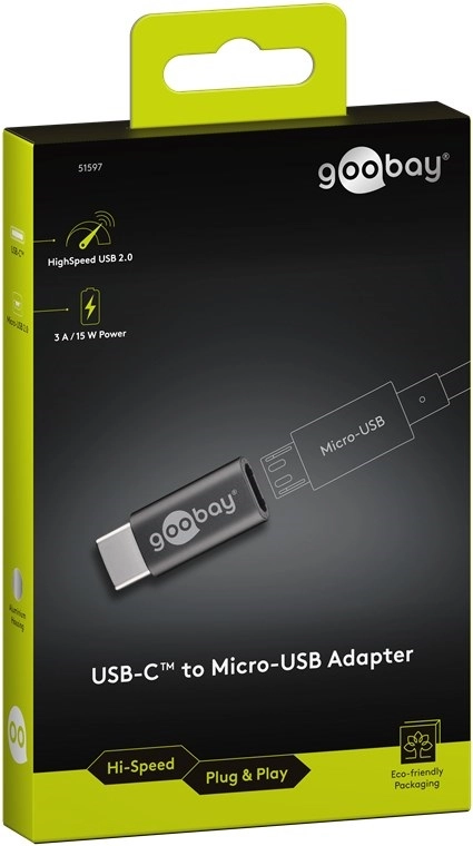 Goobay USB-C (apa) - Micro USB 2.0 (anya) OTG adapter, szürke