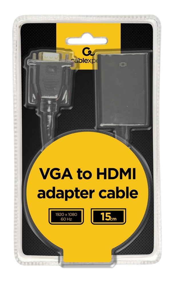 Gembird kábel átalakító VGA (apa) - HDMI (anya) audio támogatással (A-VGA-HDMI-01)